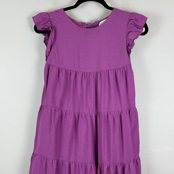 English Factory Maxi Tiered Dress XS Pink Lined Pockets Cottagecore Bohemian - Picture 2 of 8